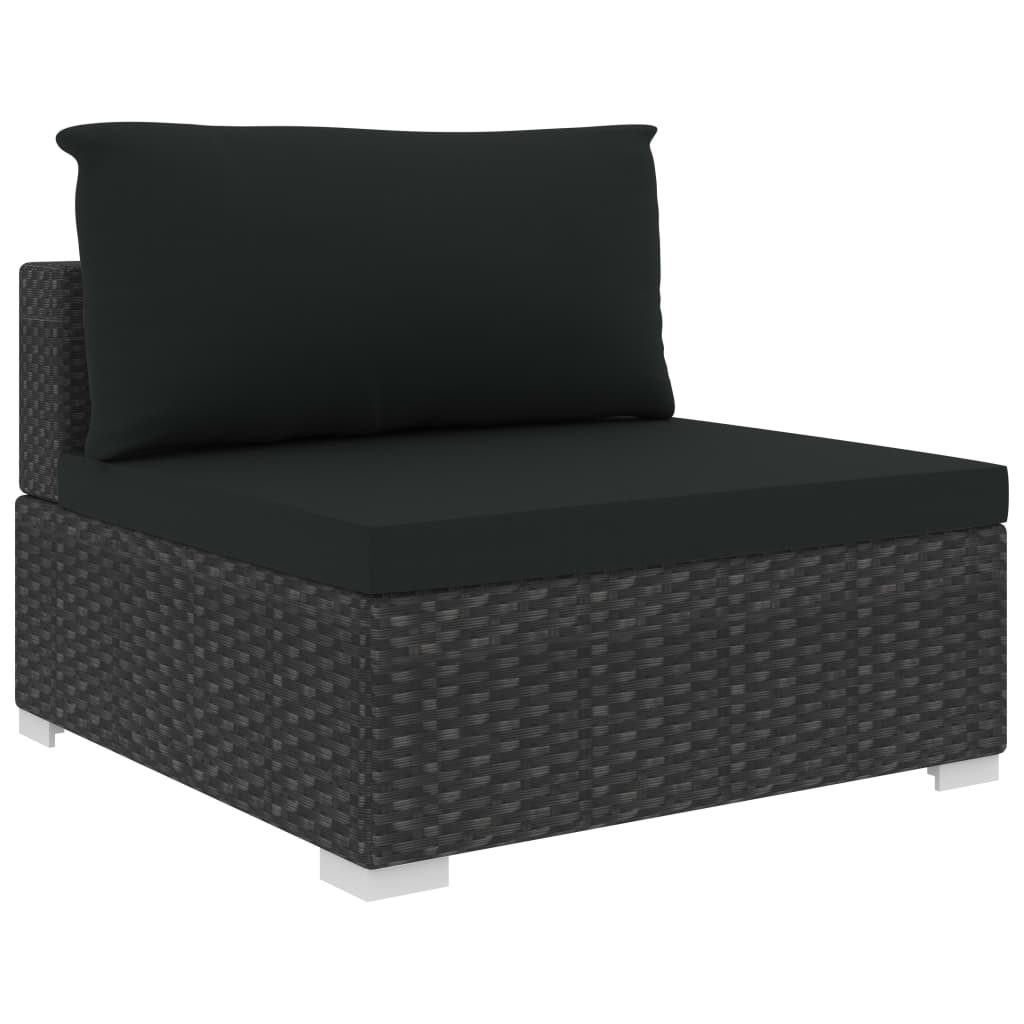 vidaXL 12-cz. zestaw mebli do ogrodu, z poduszkami, polirattan, czarny