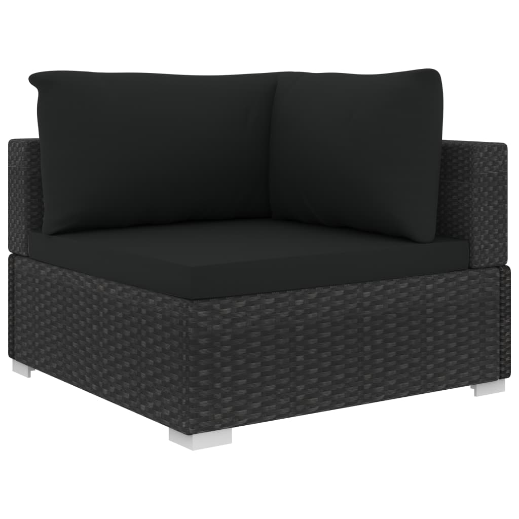vidaXL 4-cz. zestaw wypoczynkowy do ogrodu, poduszki, rattan PE czarny