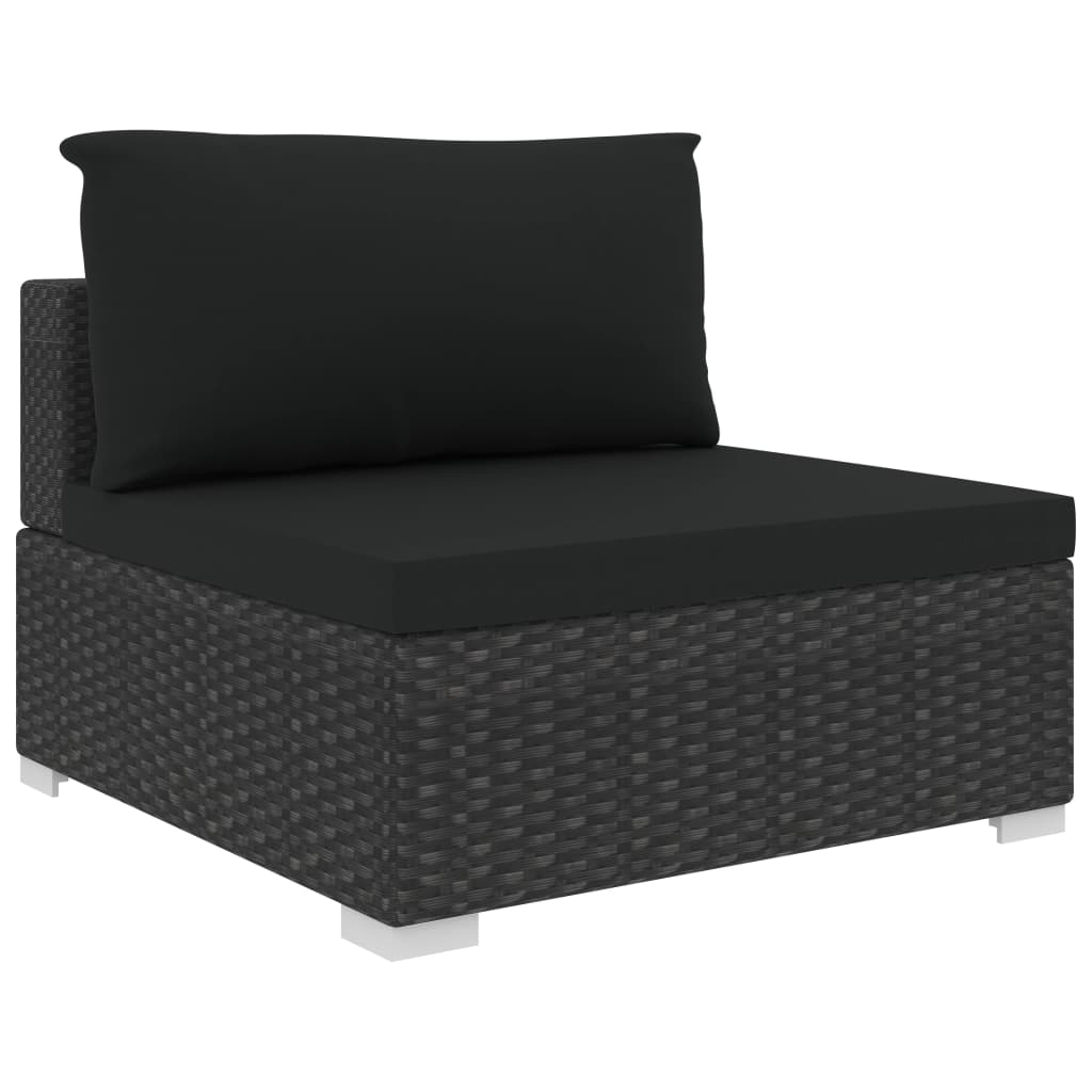 vidaXL 4-cz. zestaw wypoczynkowy do ogrodu, poduszki, rattan PE czarny