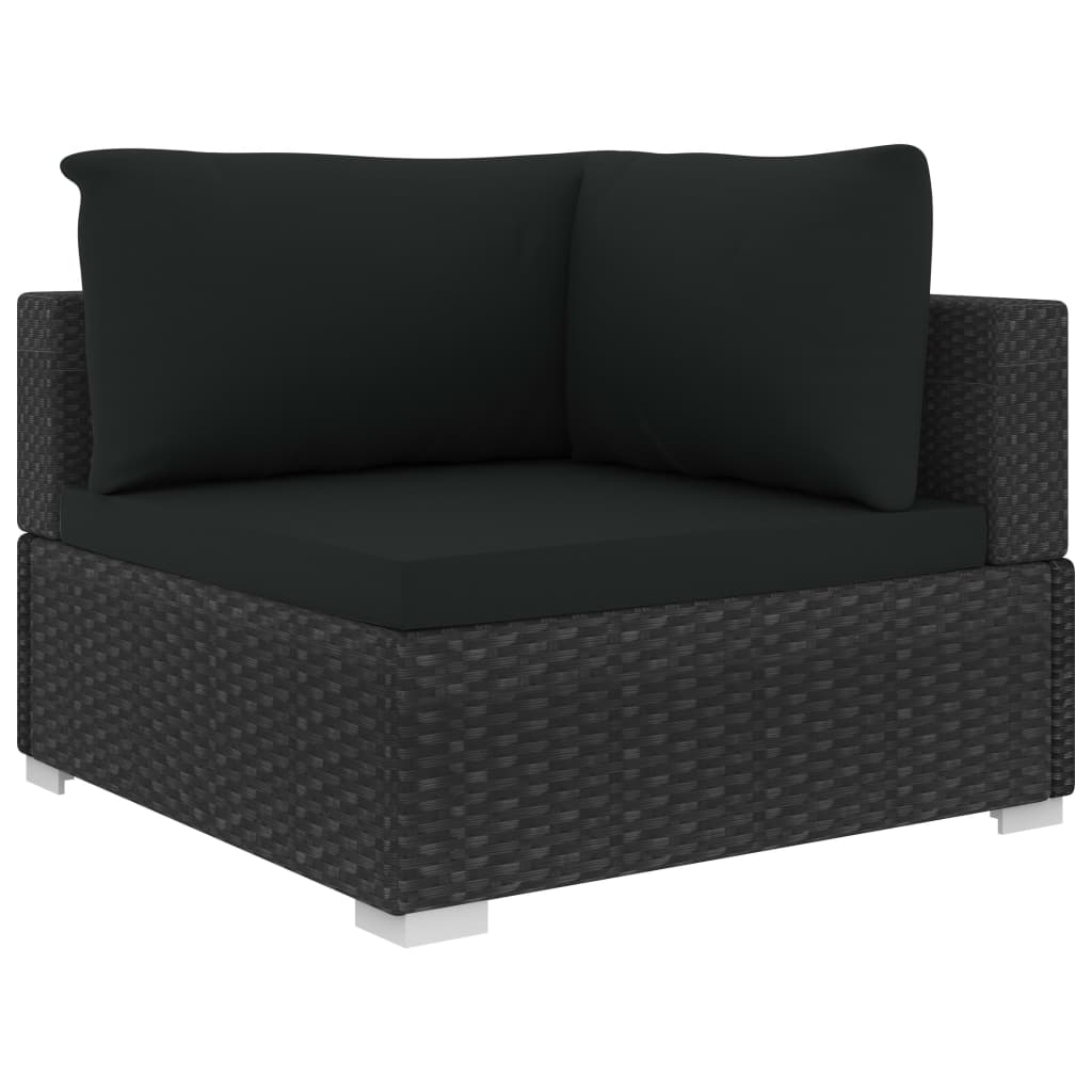 vidaXL 5-cz. zestaw mebli do ogrodu, poduszki, rattan PE, czarny