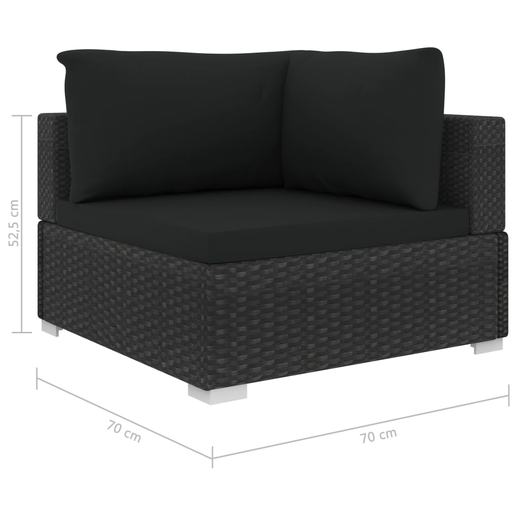 vidaXL 5-cz. zestaw mebli do ogrodu, poduszki, rattan PE, czarny