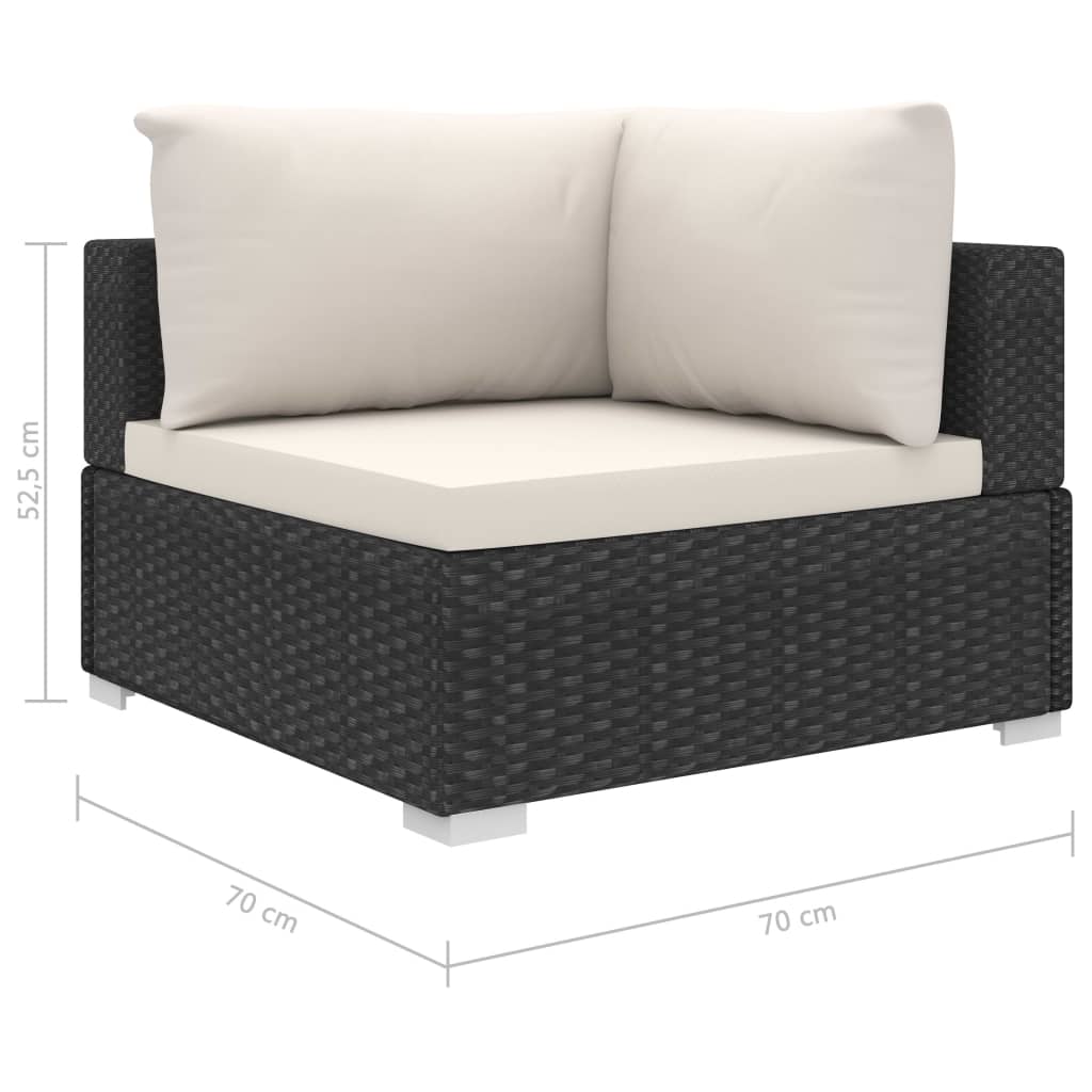vidaXL 9-cz. zestaw mebli do ogrodu, poduszki, rattan PE, czarny