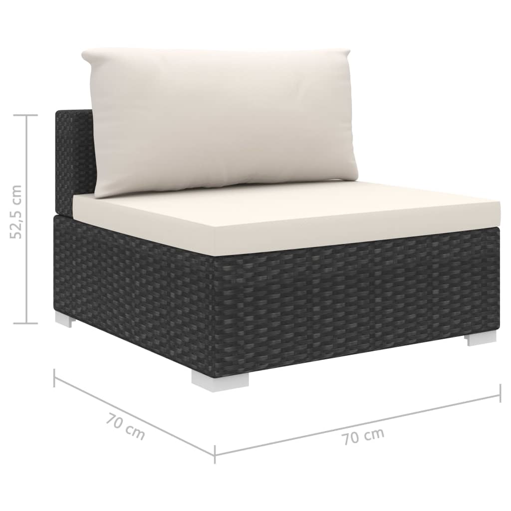 vidaXL 9-cz. zestaw mebli do ogrodu, poduszki, rattan PE, czarny