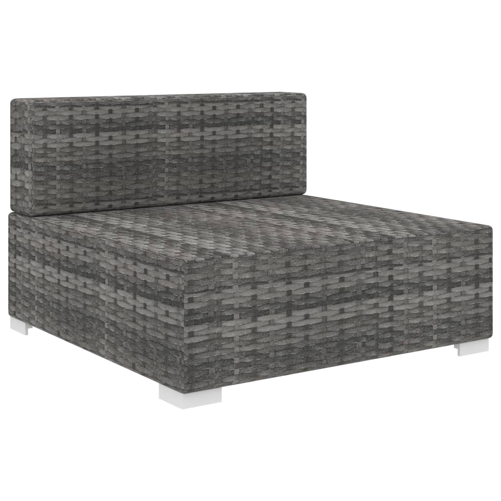vidaXL Środkowa sofa z poduszką, 1 szt., polirattan, szara