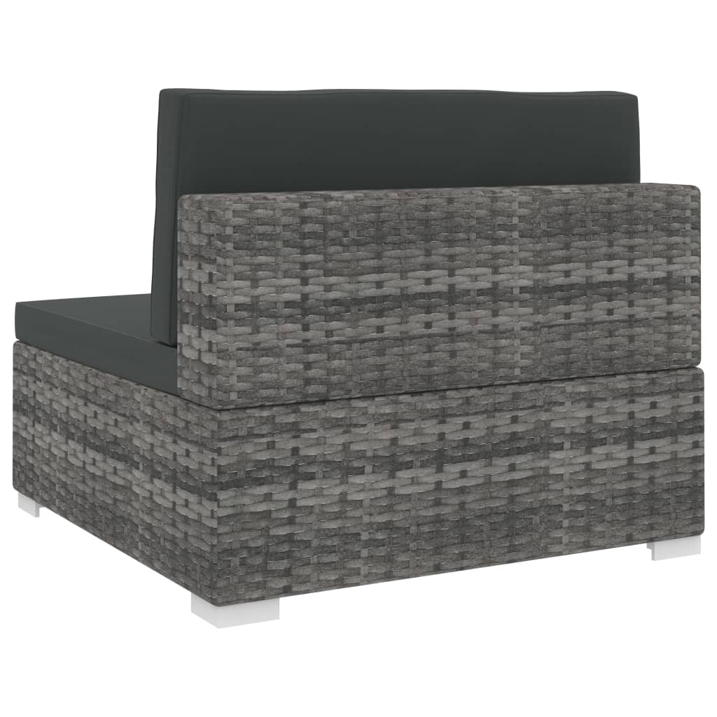 vidaXL Środkowa sofa z poduszką, 1 szt., polirattan, szara