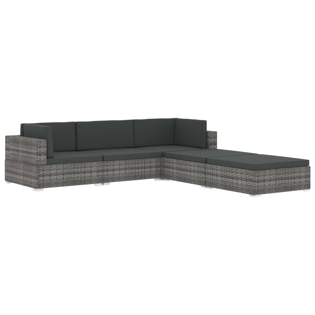 vidaXL Środkowa sofa z poduszką, 1 szt., polirattan, szara