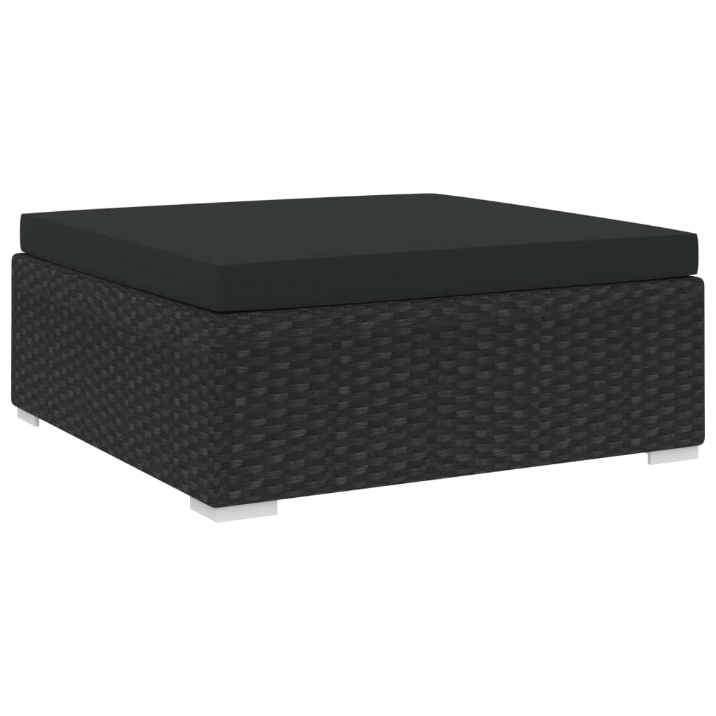 vidaXL Podnóżek modułowy z poduszką, 1 szt., polirattan, czarny