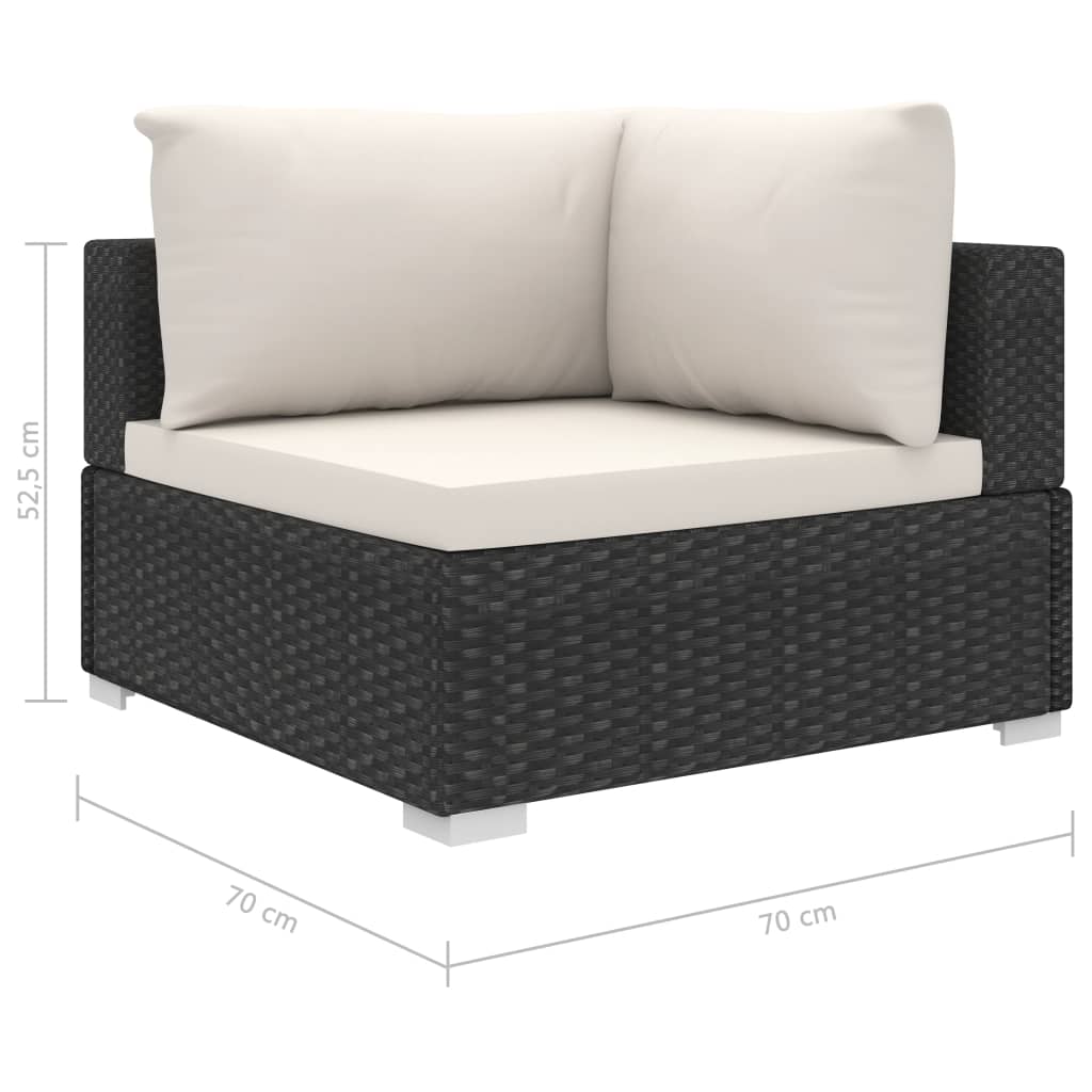 vidaXL 10-cz. zestaw mebli do ogrodu, poduszki, rattan PE, czarny