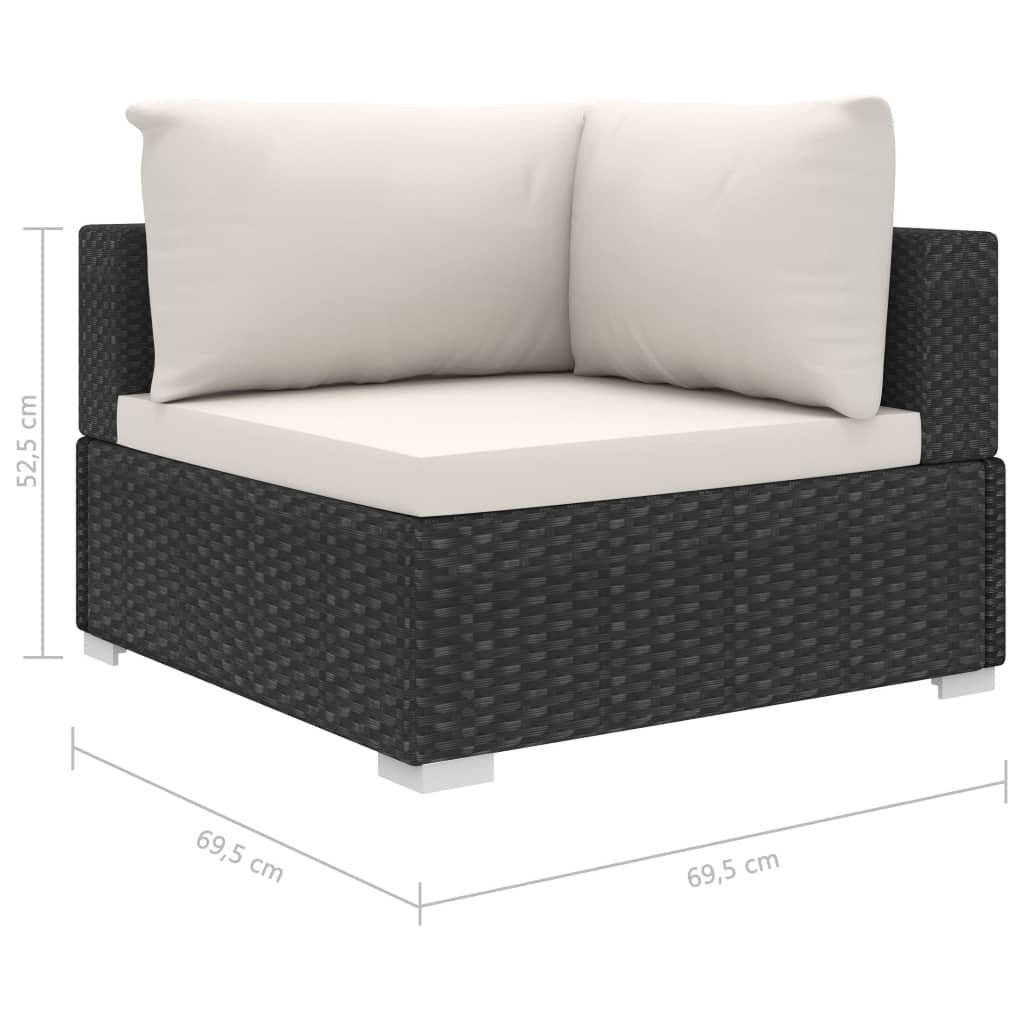 vidaXL 11-cz. zestaw mebli do ogrodu, z poduszkami, rattan PE, czarny