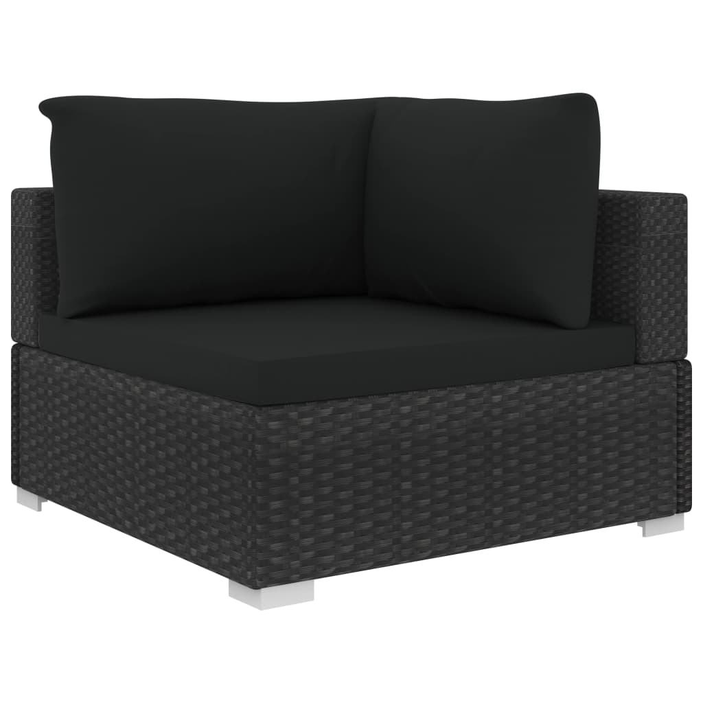 vidaXL 11-cz. zestaw mebli do ogrodu, z poduszkami, rattan PE, czarny