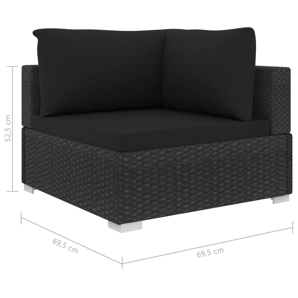 vidaXL 11-cz. zestaw mebli do ogrodu, z poduszkami, rattan PE, czarny