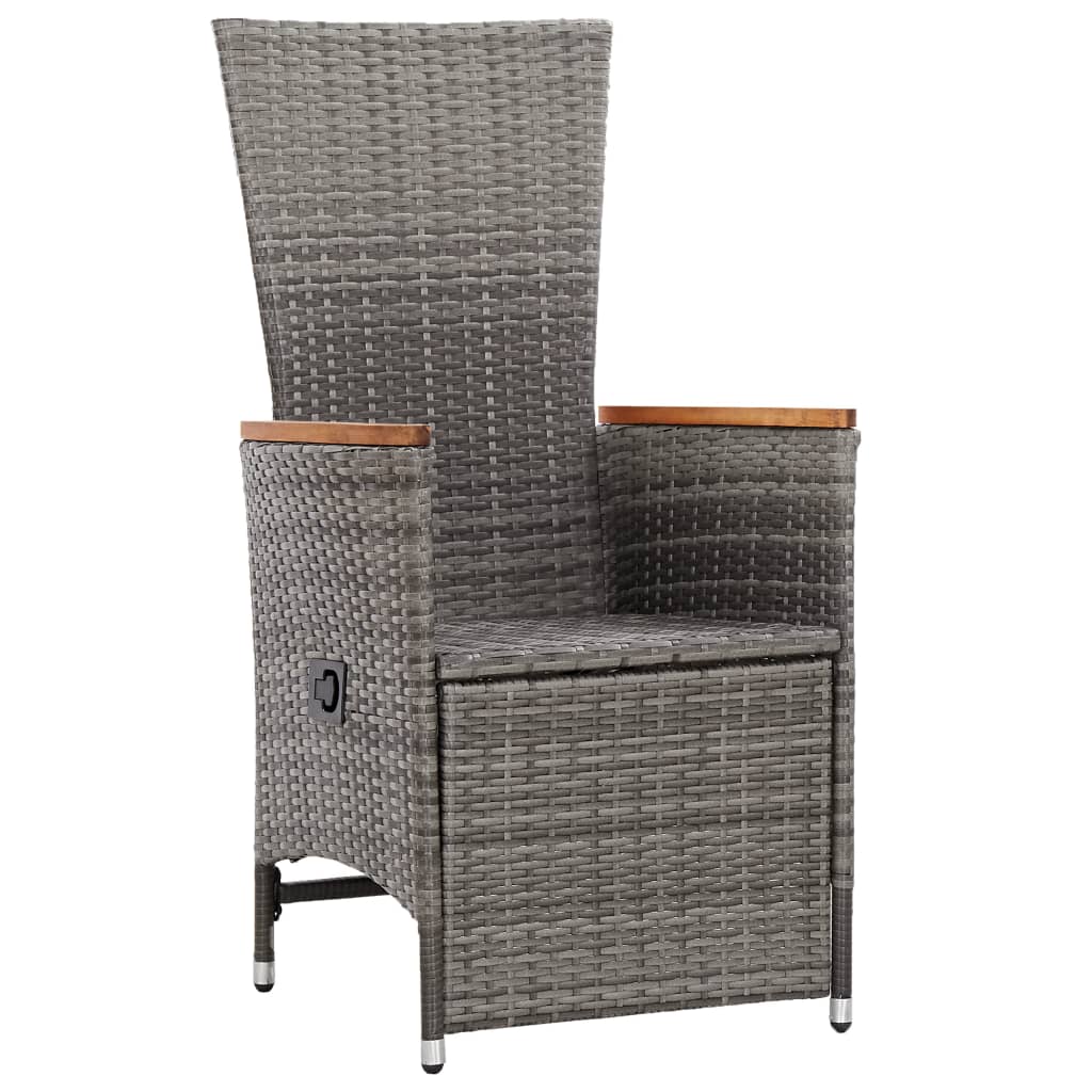 vidaXL Rozkładane krzesła ogrodowe 2 szt., poduszki, rattan PE, szare