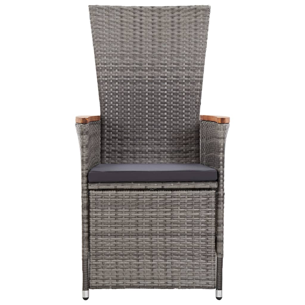 vidaXL Rozkładane krzesła ogrodowe 2 szt., poduszki, rattan PE, szare