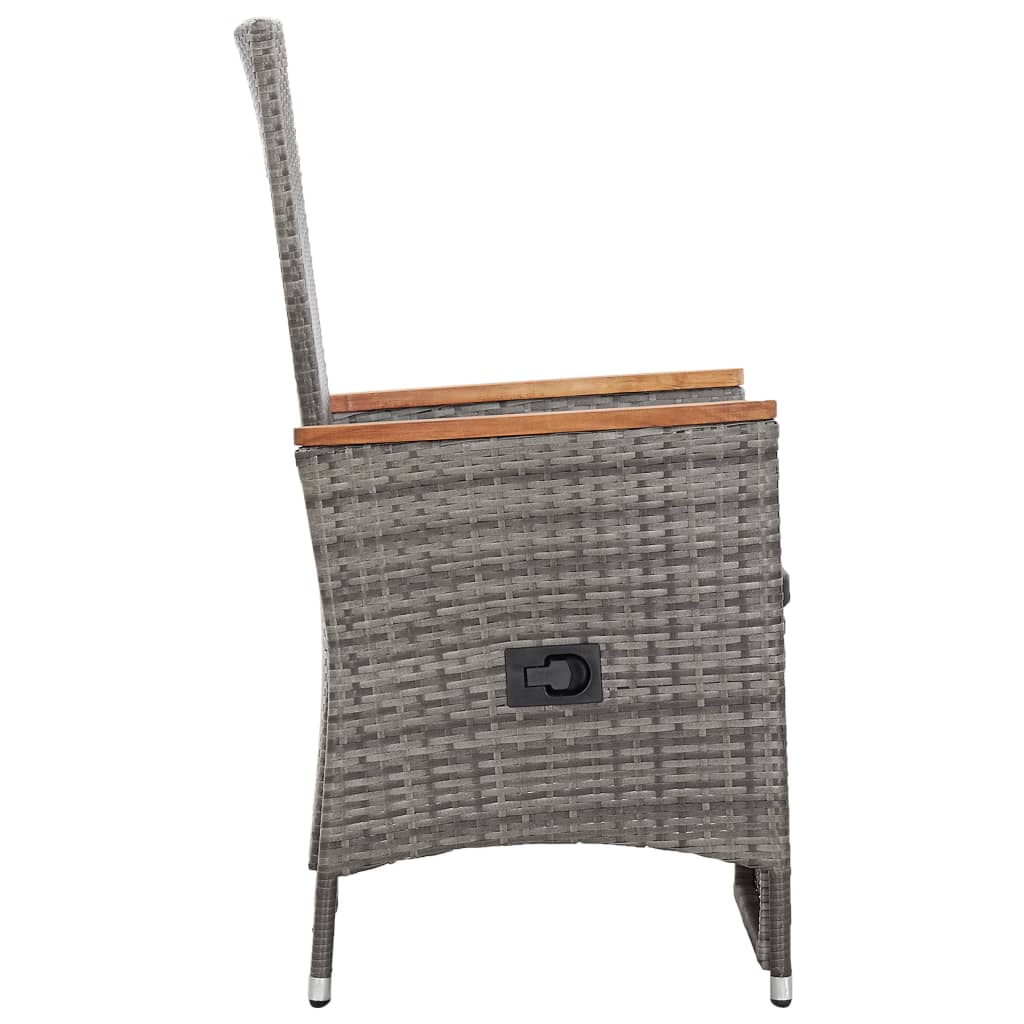 vidaXL Rozkładane krzesła ogrodowe 2 szt., poduszki, rattan PE, szare