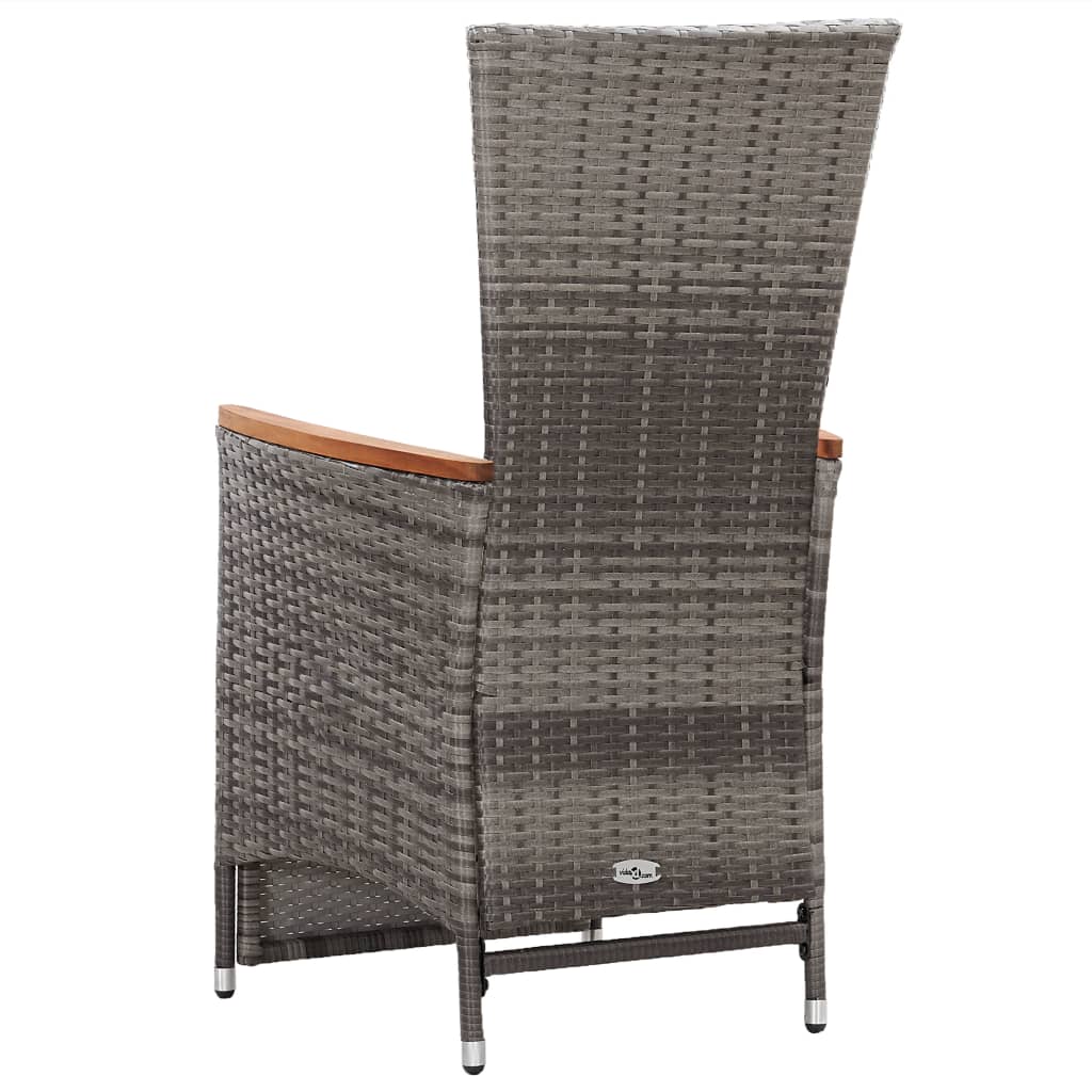 vidaXL Rozkładane krzesła ogrodowe 2 szt., poduszki, rattan PE, szare