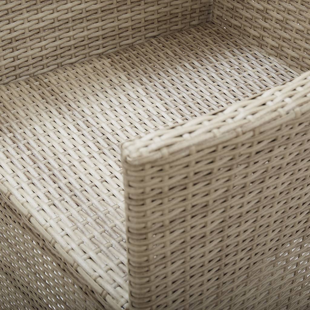 vidaXL Rozkładane krzesła ogrodowe 2 szt., poduszki, rattan PE, beżowe