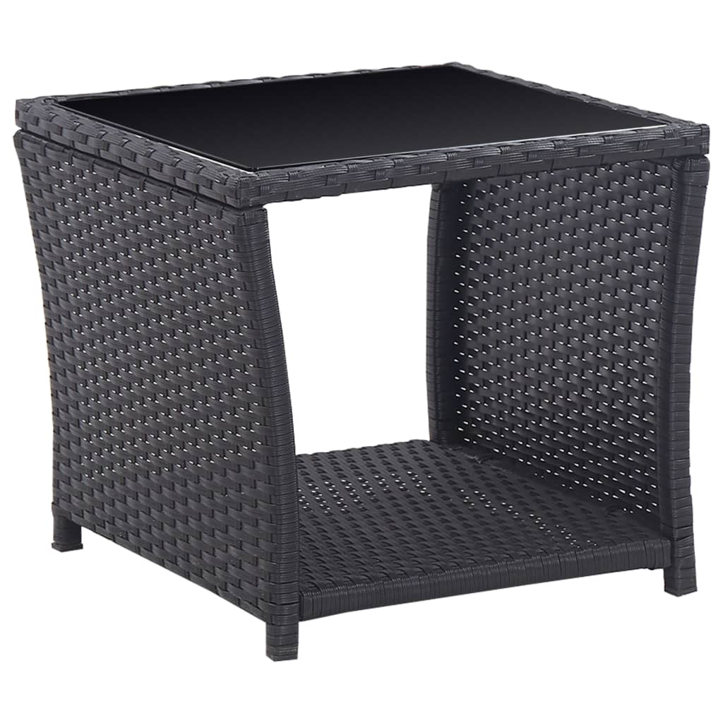 vidaXL 3-częściowy zestaw mebli bistro z poduszkami, rattan PE, czarny
