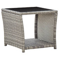vidaXL Stolik kawowy, szary, 45x45x40 cm, rattan PE i szkło