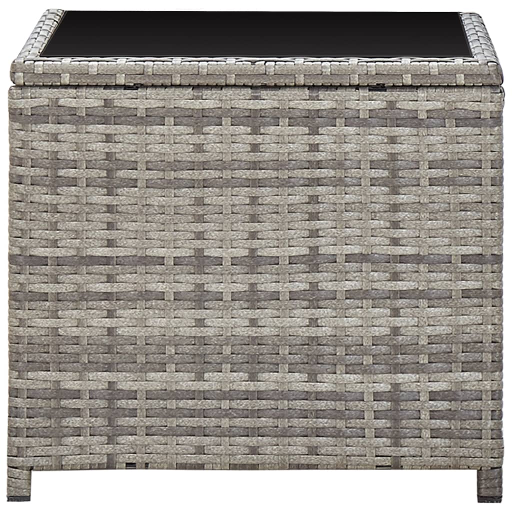 vidaXL Stolik kawowy, szary, 45x45x40 cm, rattan PE i szkło