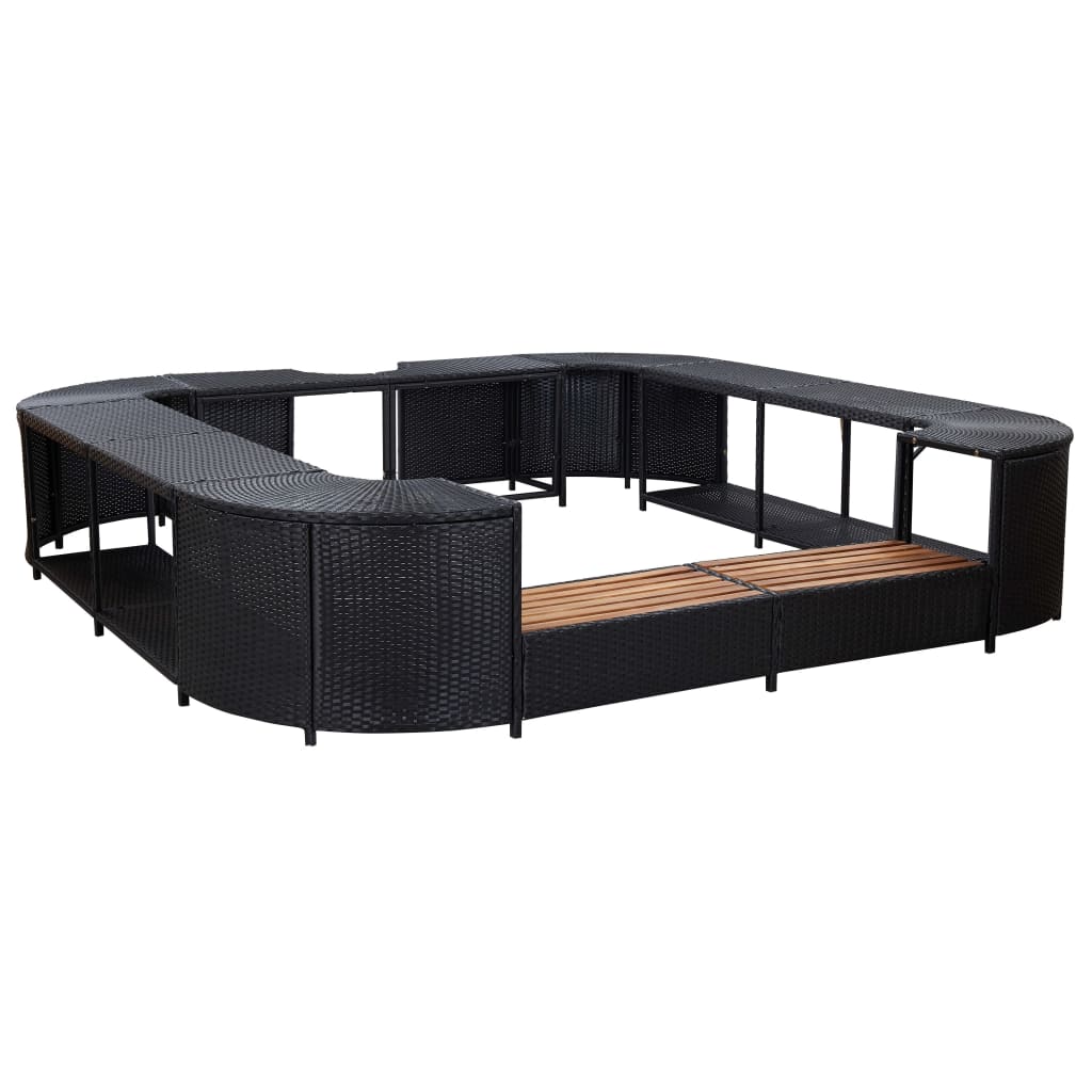 vidaXL Kwadratowa obudowa spa, czarna, 268x268x55 cm, polirattan