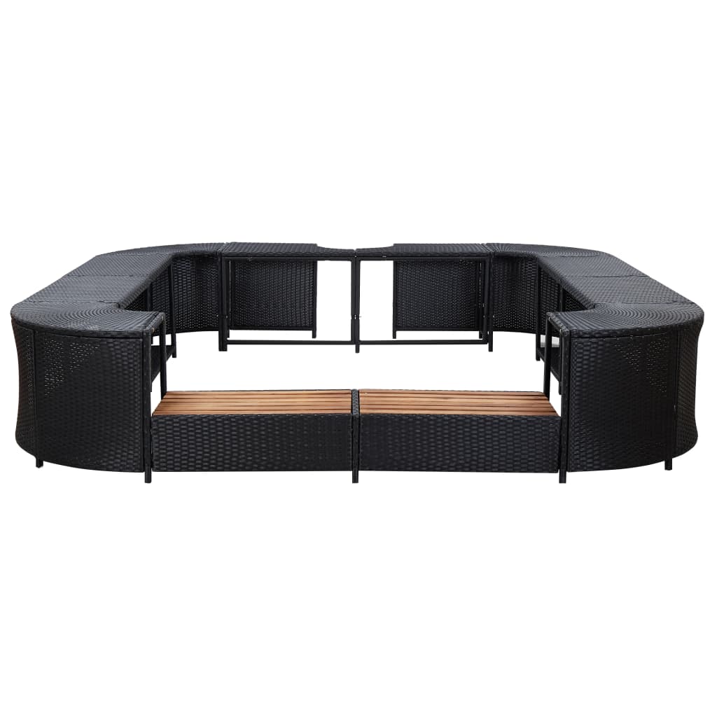 vidaXL Kwadratowa obudowa spa, czarna, 268x268x55 cm, polirattan