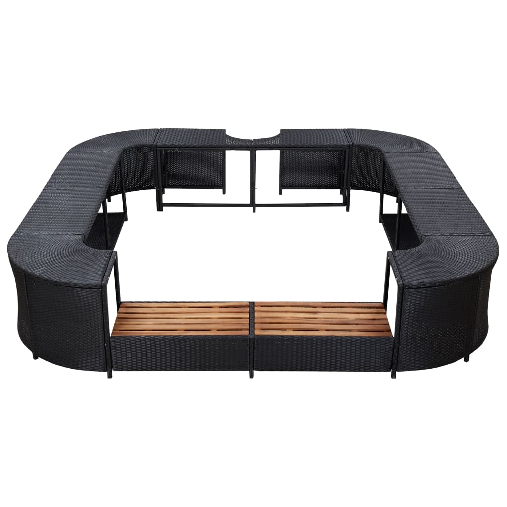 vidaXL Kwadratowa obudowa spa, czarna, 268x268x55 cm, polirattan