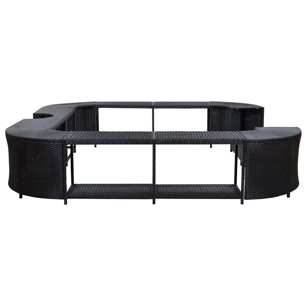 vidaXL Kwadratowa obudowa spa, czarna, 268x268x55 cm, polirattan