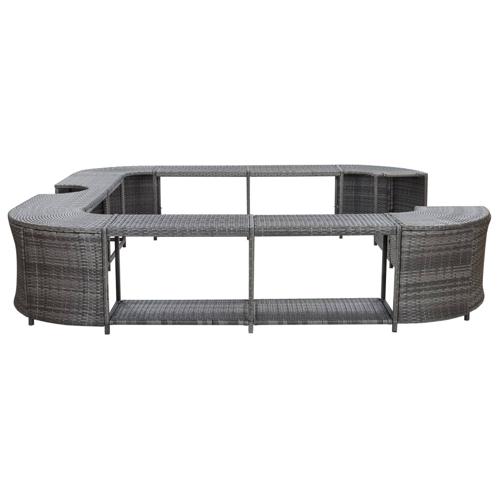 vidaXL Kwadratowa obudowa spa, szara, 268x268x55 cm, polirattan