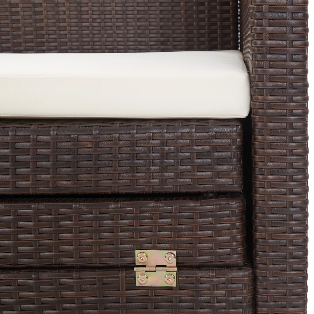 vidaXL Rozkładane łóżko ogrodowe z zadaszeniem, rattan PE, brązowe