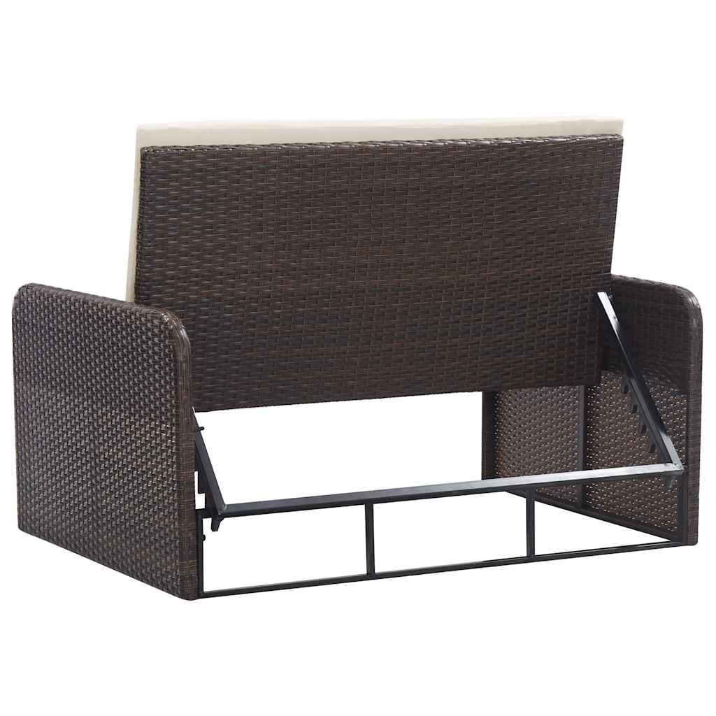 vidaXL 2-cz. zestaw wypoczynkowy do ogrodu, poduszki, rattan PE, brąz