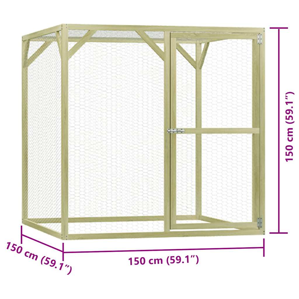 vidaXL Klatka dla drobiu, 1,5x1,5x1,5 m, impregnowane drewno sosnowe
