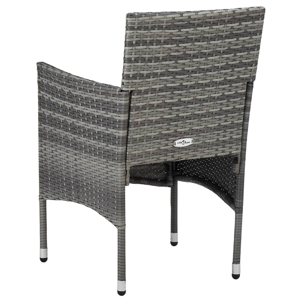 vidaXL Krzesła ogrodowe, 2 szt., rattan PE, szare