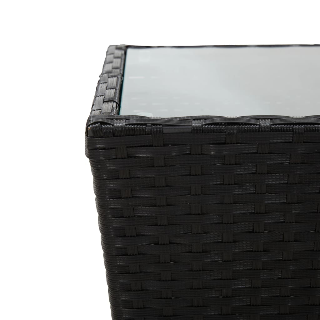 vidaXL Stolik herbaciany, czarny, 41,5x41,5x43 cm, rattan PE i szkło