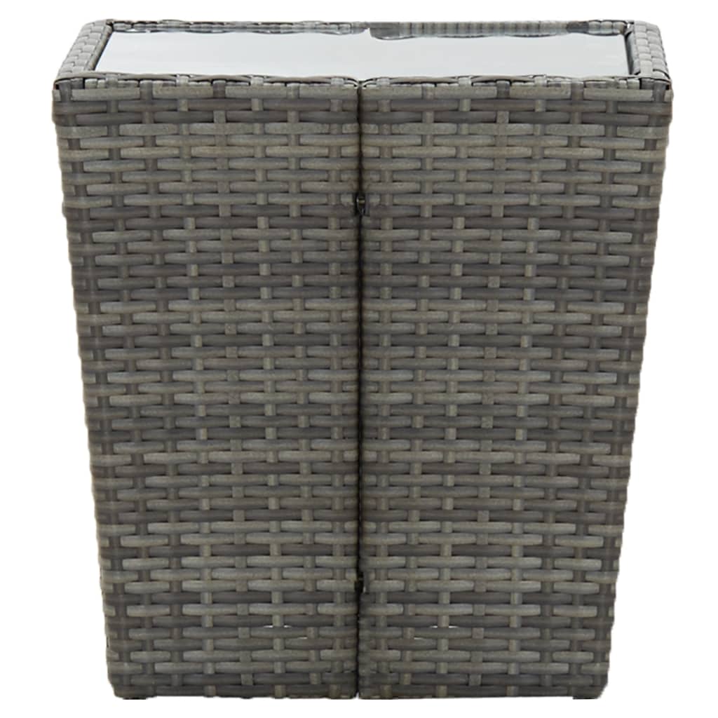 vidaXL Stolik herbaciany, szary, 41,5x41,5x43 cm, rattan PE i szkło