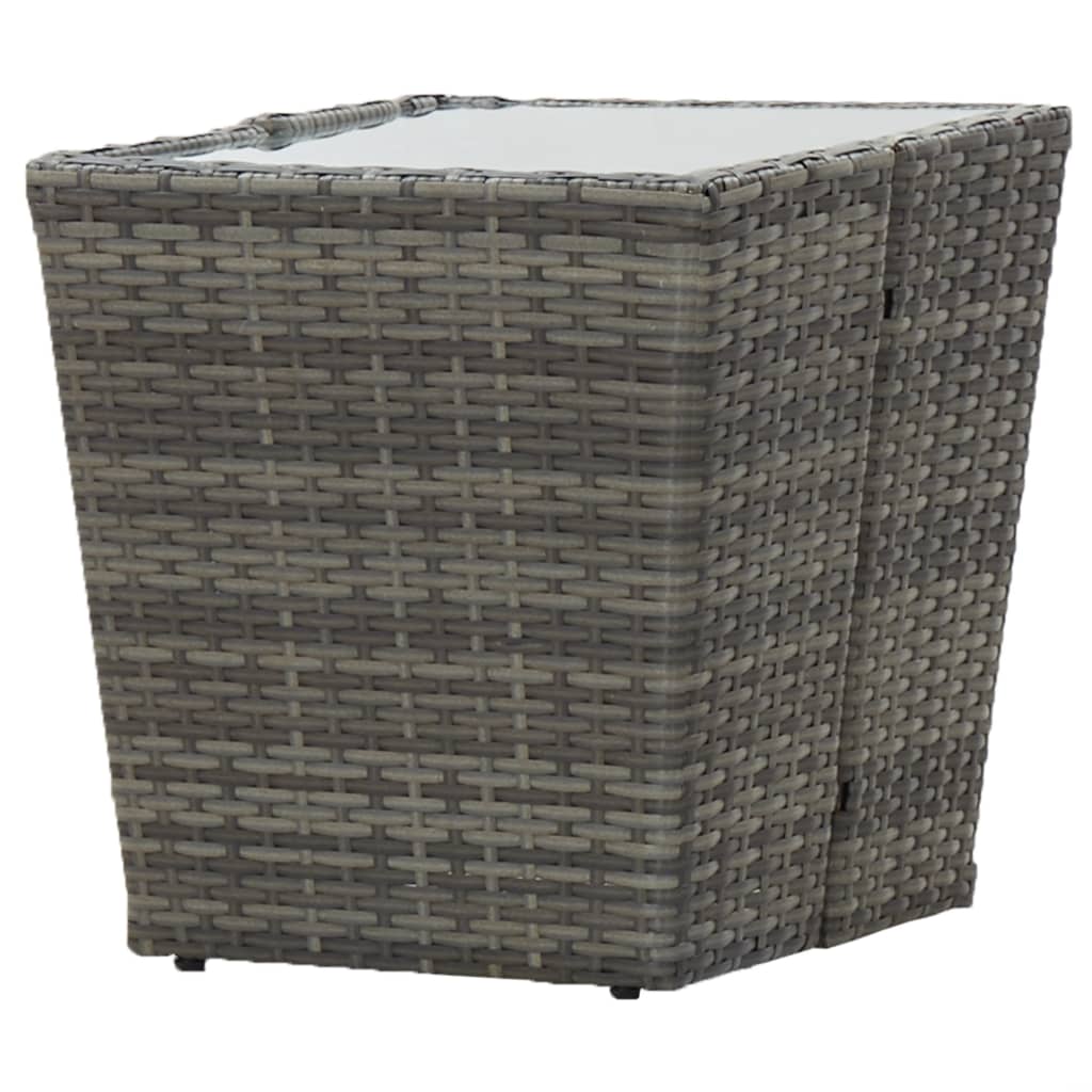 vidaXL Stolik herbaciany, szary, 41,5x41,5x43 cm, rattan PE i szkło