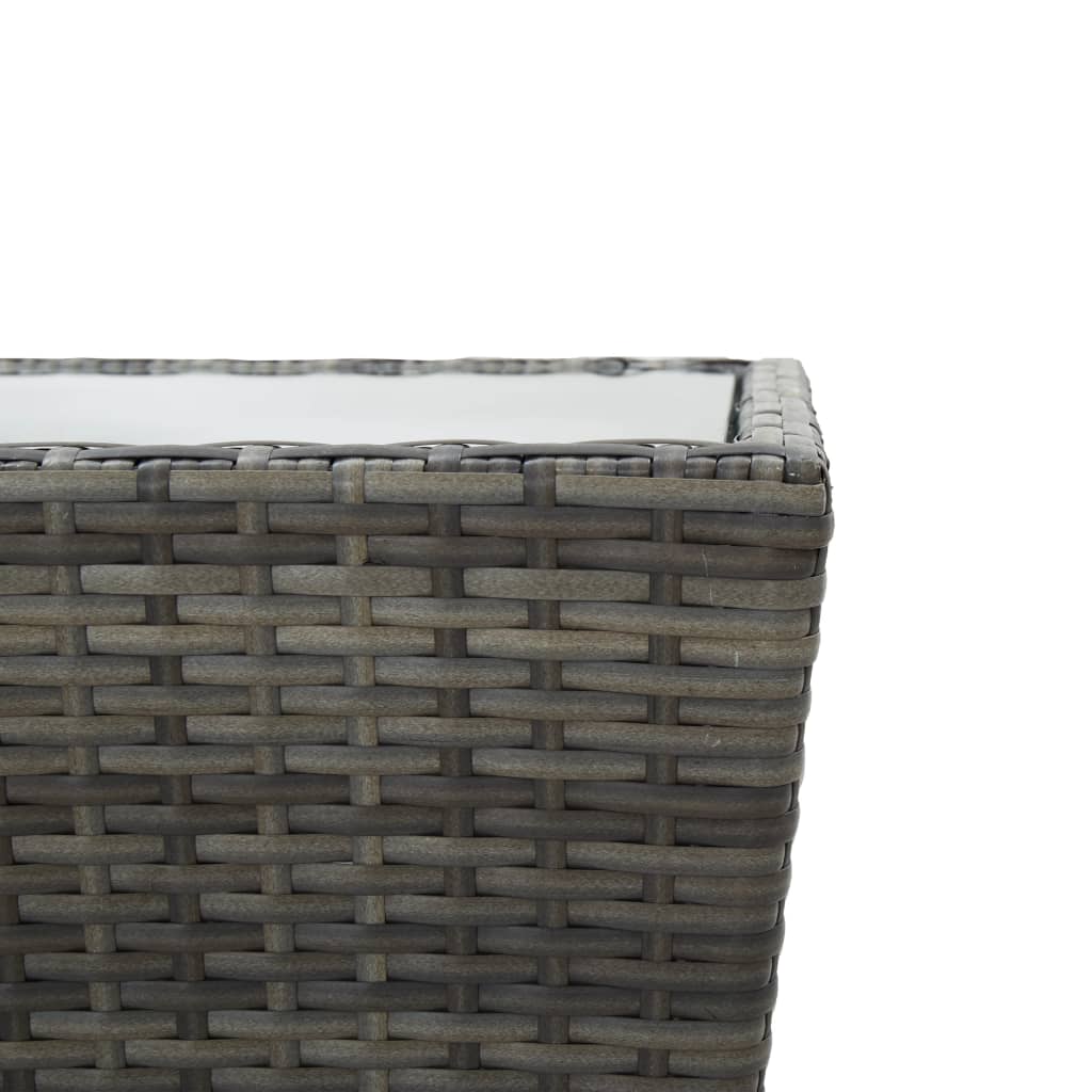 vidaXL Stolik herbaciany, szary, 41,5x41,5x43 cm, rattan PE i szkło