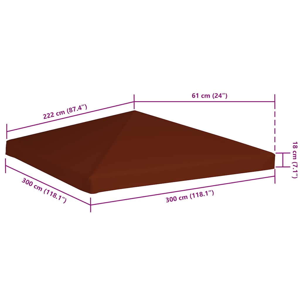 vidaXL Zadaszenie do altany, 310 g/m², 3x3 m, terakotowe