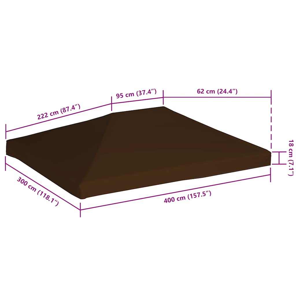 vidaXL Zadaszenie do altany, 310 g/m², 3 x 4 m, brązowe
