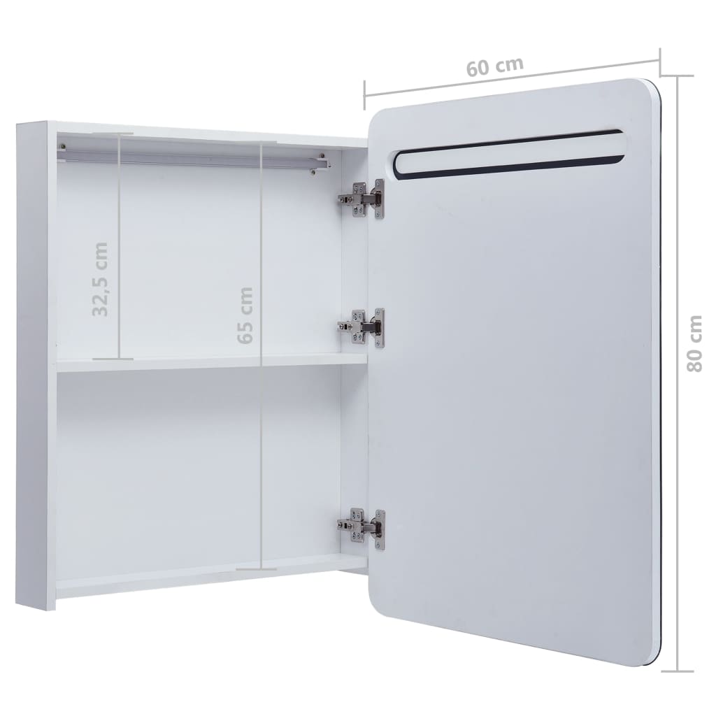 vidaXL Szafka łazienkowa z lustrem i LED, 60 x 11 x 80 cm