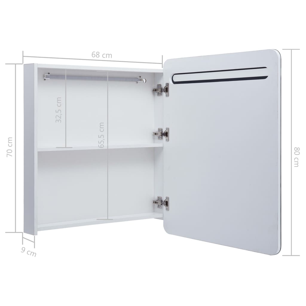vidaXL Szafka łazienkowa z lustrem i LED, 68 x 9 x 80 cm