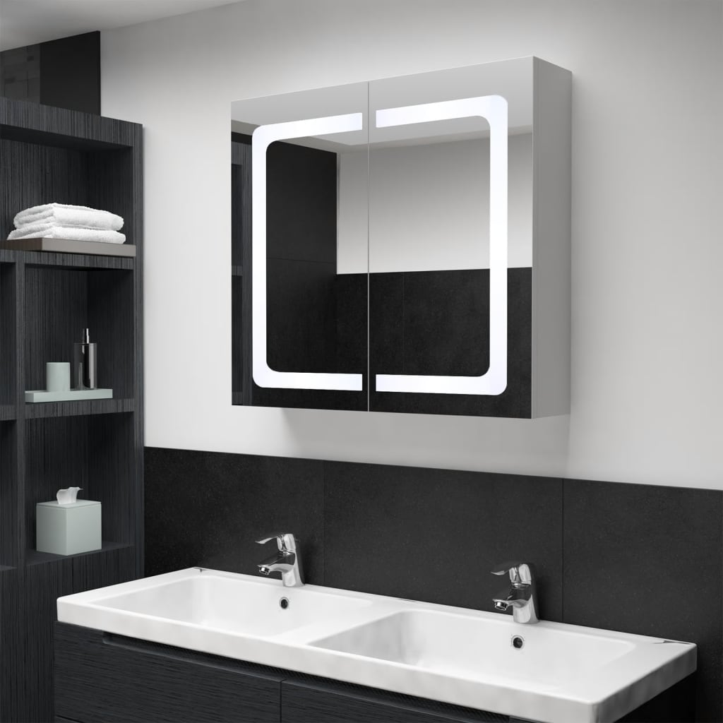vidaXL Szafka łazienkowa z lustrem i LED, 80 x 12,2 x 68 cm