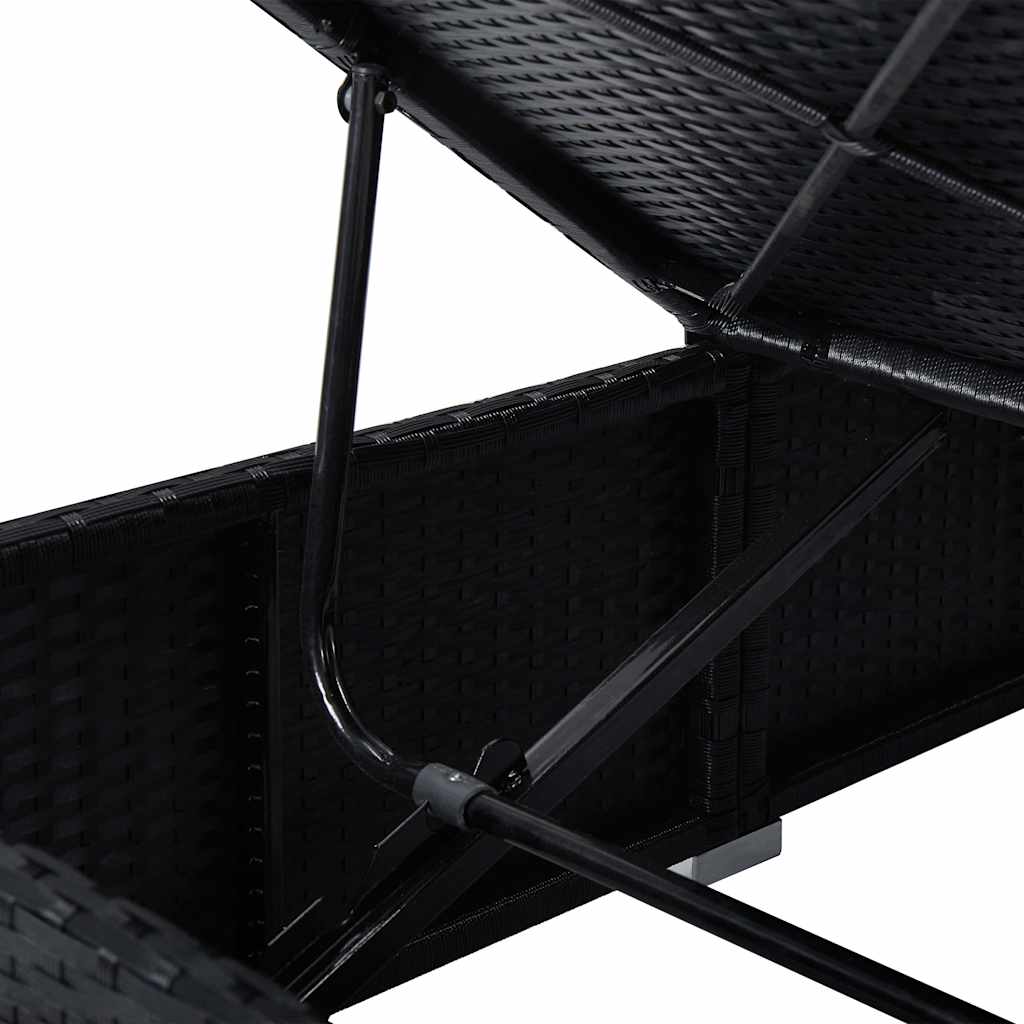vidaXL Ogrodowe leżaki z poduszką 3 pcs Czarny Polirattan