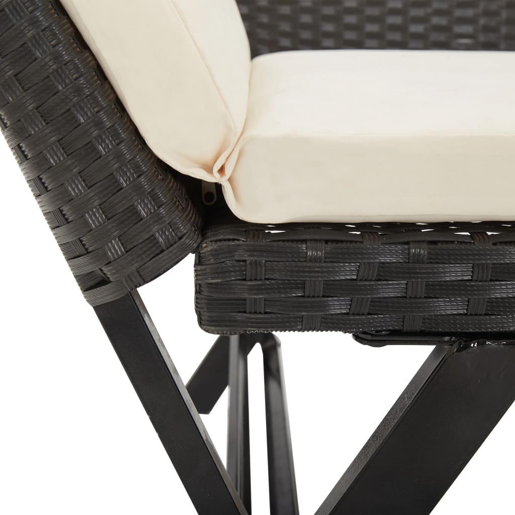 vidaXL Ławka ogrodowa z poduszkami, 176 cm, czarna, polirattan