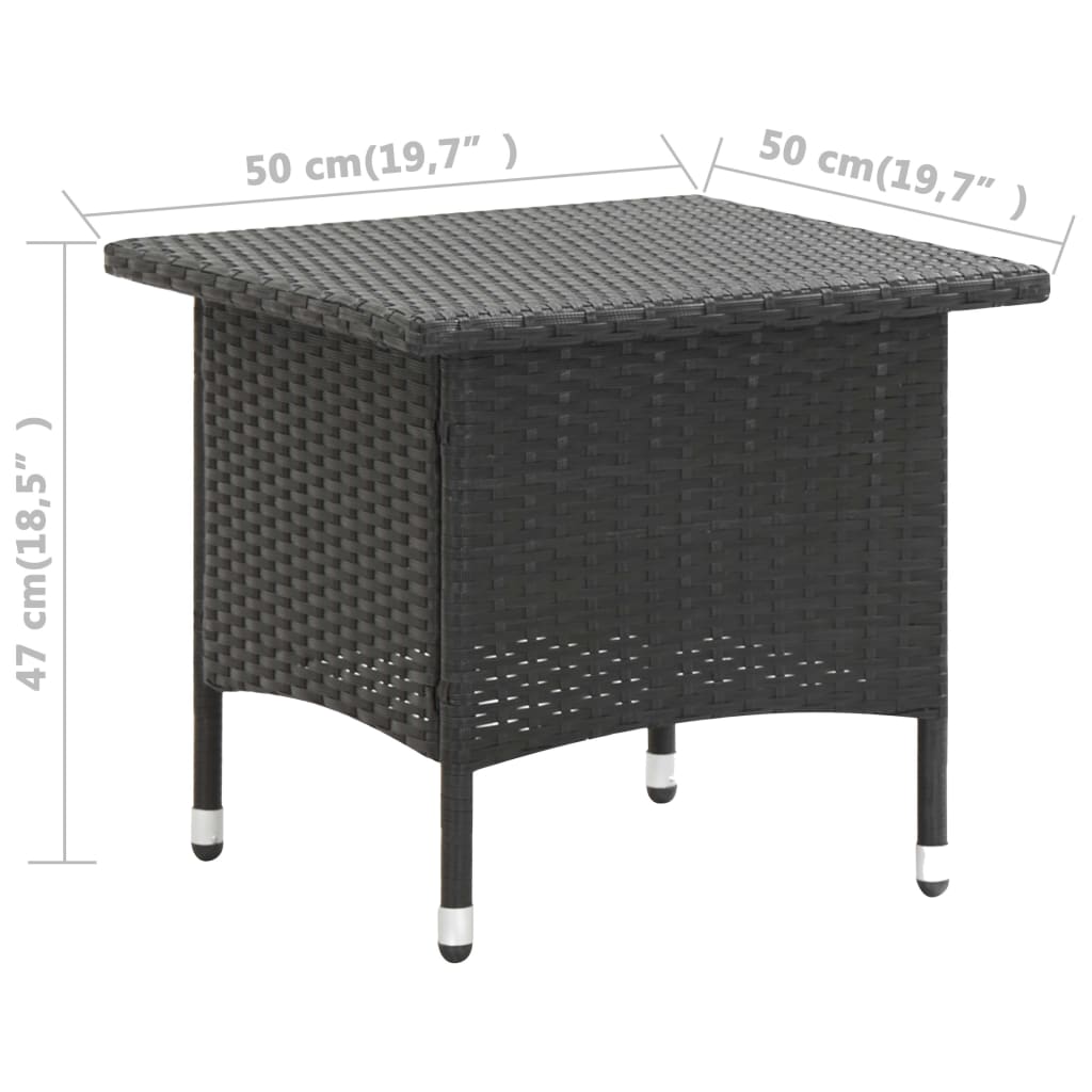 vidaXL Stolik herbaciany, czarny, 50 x 50 x 47 cm, polirattan