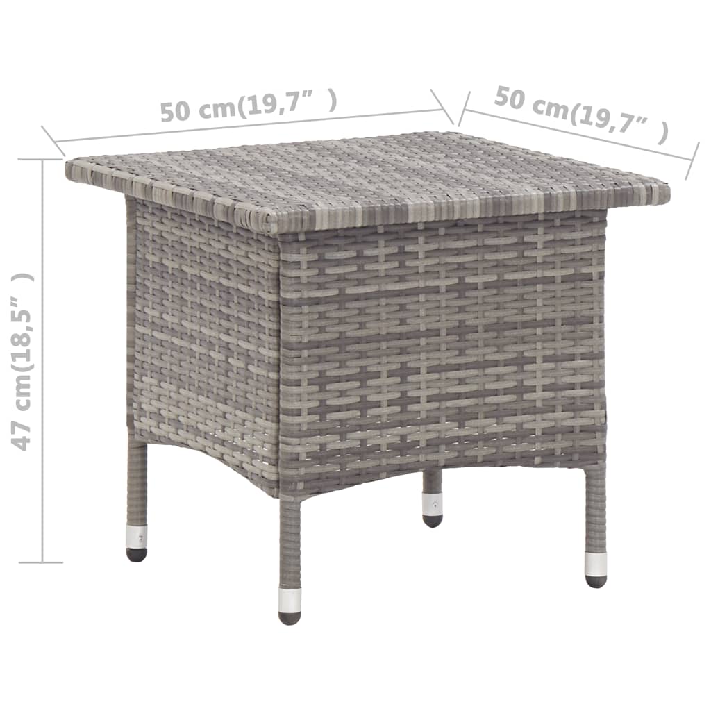vidaXL Stolik herbaciany, szary, 50 x 50 x 47 cm, polirattan