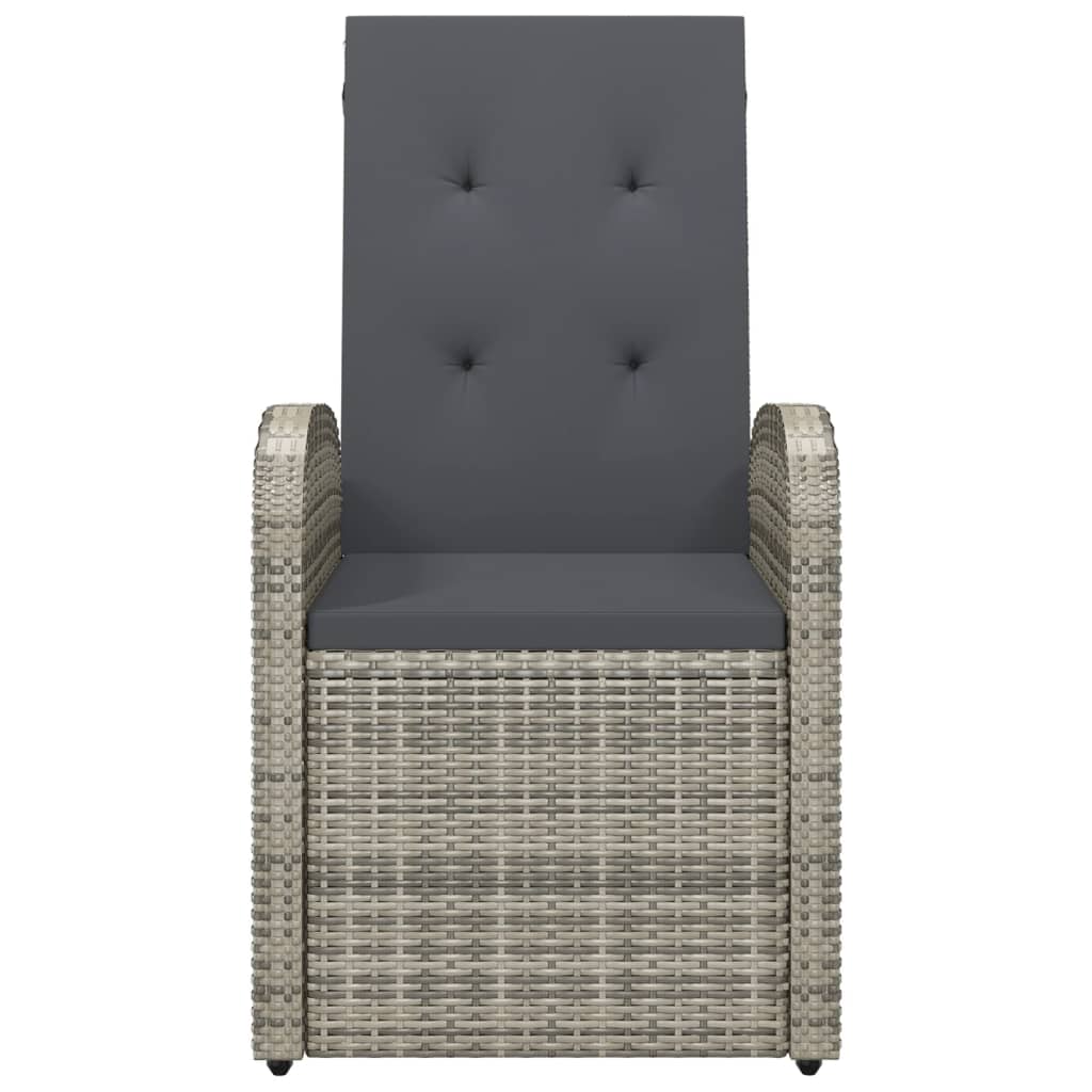 vidaXL Rozkładane fotele ogrodowe, 2 szt, poduszki, rattan PE, szare