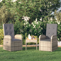 vidaXL Rozkładane fotele ogrodowe, 2 szt, poduszki, rattan PE, szare