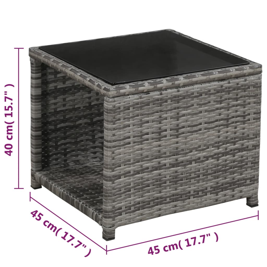 vidaXL 3-cz. zestaw mebli bistro z poduszkami, rattan PE, szary