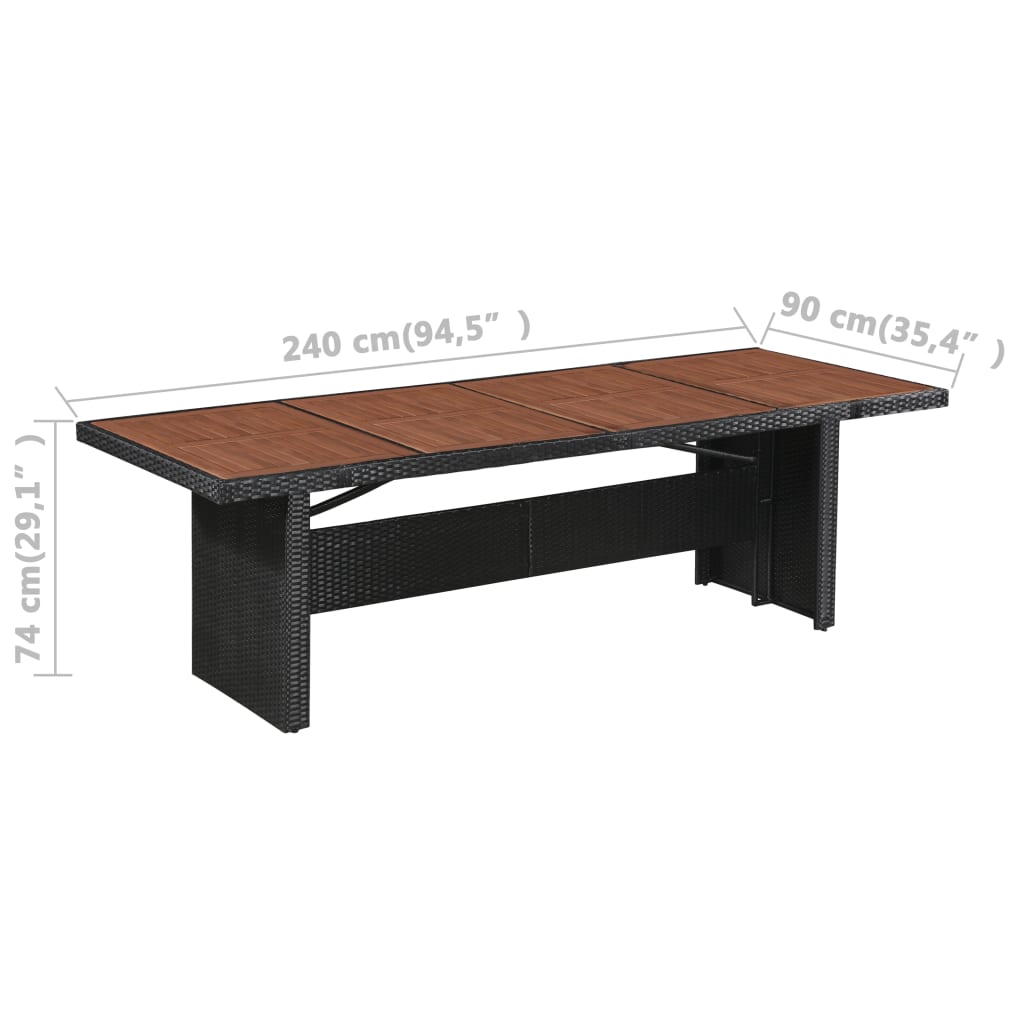 vidaXL 9-cz. zestaw mebli ogrodowych z poduszkami, rattan PE, czarny