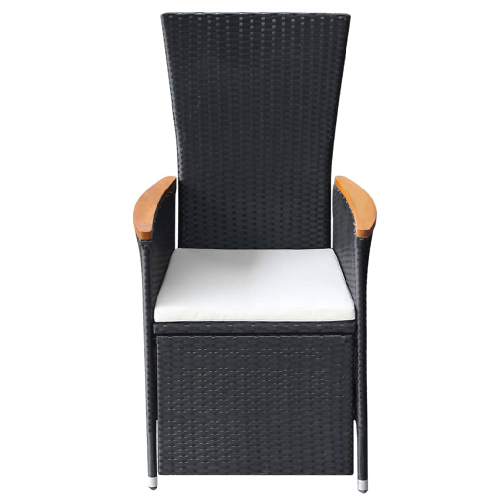 vidaXL Rozkładane krzesła ogrodowe 2 szt., poduszki, rattan PE, czarne